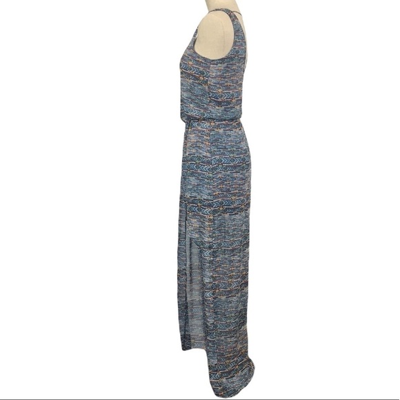 Lush Step Hem Asymmetrical Maxi Dress - Blue/Multi Abstract Print, Size XS - Picture 5 of 8